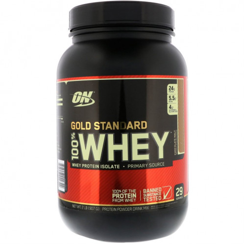 Optimum Nutrition, Gold Standard 100% Whey, шоколадный солод, 907 г (2 фунта)