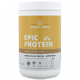 Sprout Living, Epic Protein, органический растительный протеин и суперфуды, ваниль и лукума, 910 г (2 фунта)