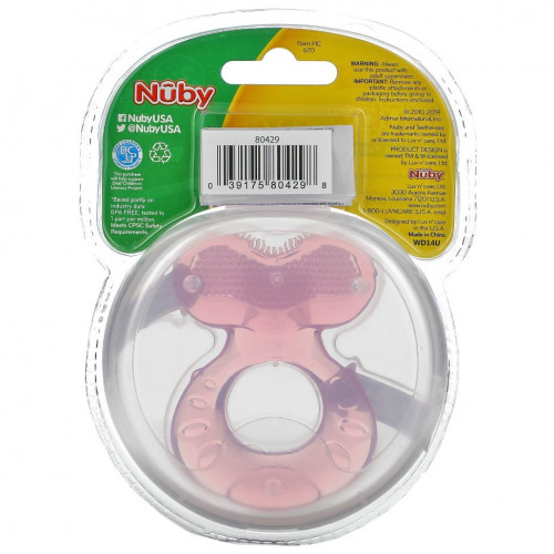 Nuby, Teethe Eez, Soothing Teether, Pink, 3+m, 2 Piece Set