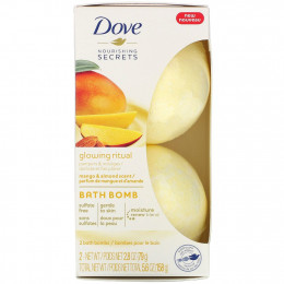 Dove, Nourishing Secrets, бомбы для ванн, манго и миндаль, 2 бомбы для ванн, 2,8 унции (79 г) каждая