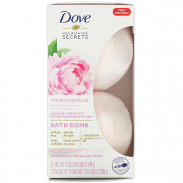 Dove, Nourishing Secrets, бомбы для ванн, пион и роза, 2 бомбы для ванн, 2,8 унции (79 г) каждая