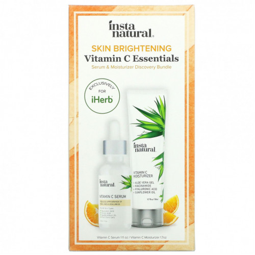 InstaNatural, Осветление кожи Vitamin C Essentials, набор сыворотки и увлажняющего крема Discovery, 1 набор