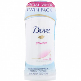 Dove, Invisible Solid Deodorant, порошок, 2 шт. В упаковке, 74 г (2,6 унции)