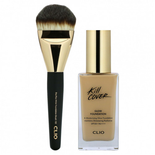 Clio, Kill Cover, Glow Foundation Set, SPF 50+, PA ++++, оттенок слоновой кости 2,5 BY, 38 г (1,34 унции)