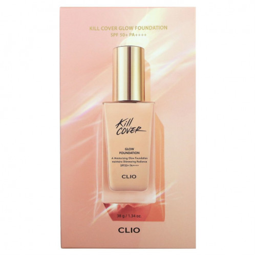 Clio, Kill Cover, Glow Foundation Set, SPF 50+, PA ++++, оттенок слоновой кости 2,5 BY, 38 г (1,34 унции)