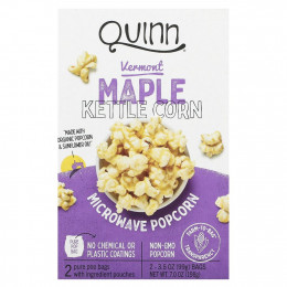 Quinn Popcorn, Попкорн для микроволновой печи, кукуруза для чайника с вермонтским кленом, 2 пакетика по 99 г (3,5 унции)