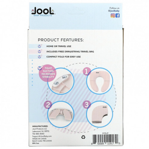 Jool Baby Products, Складной дорожный горшок, розовый, для детей от 18 месяцев, 1 шт.