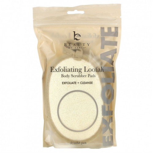 Beauty By Earth, Exfoliating Loofah, 2 Loofah Pads