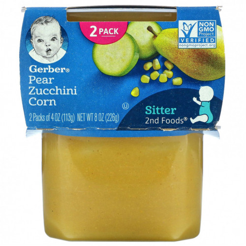 Gerber, Pear Zucchini Corn, Sitter, 2 Pack, 4 oz (113 g) Each