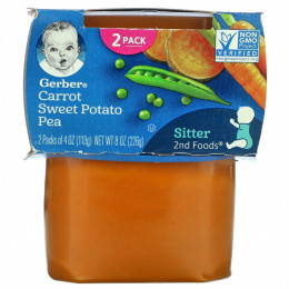 Gerber, Carrot Sweet Potato Pea, Sitter, 2 Pack, 4 oz (113 g) Each