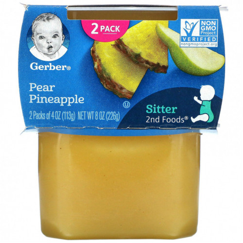 Gerber, Pear Pineapple, Sitter, 2 Pack, 4 oz (113 g) Each