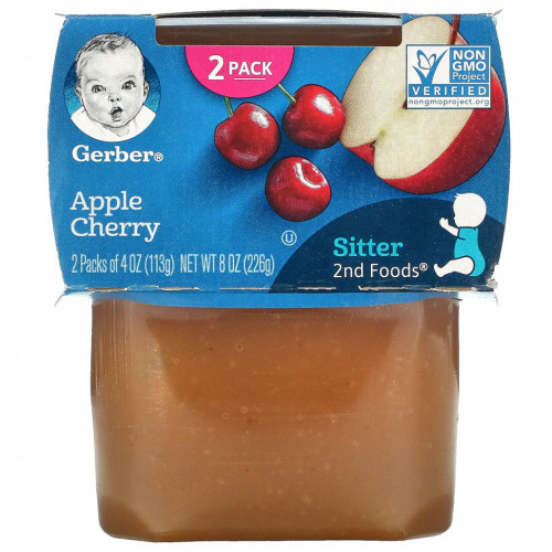 Gerber, Apple Cherry, Sitter, 2 Pack, 4 oz (113 g) Each