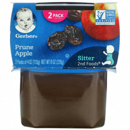 Gerber, Prune Apple, Sitter, 2 Pack, 4 oz (113 g) Each