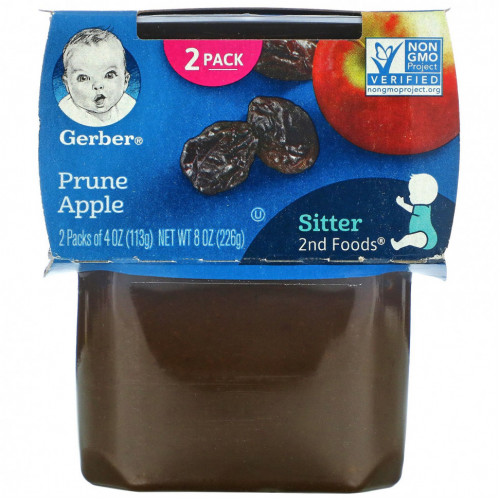 Gerber, Prune Apple, Sitter, 2 Pack, 4 oz (113 g) Each