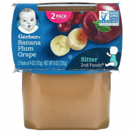 Gerber, Banana Plum Grape, Sitter, 2 Pack, 4 oz (113 g) Each