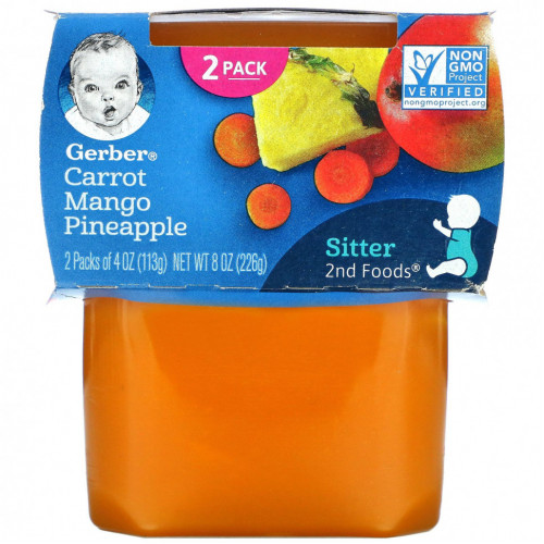 Gerber, Carrot Mango Pineapple, Sitter, 2 Pack, 4 oz (113 g) Each