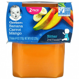 Gerber, Banana Carrot Mango, Sitter, 2 Pack, 4 oz (113 g) Each