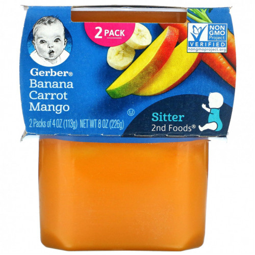 Gerber, Banana Carrot Mango, Sitter, 2 Pack, 4 oz (113 g) Each