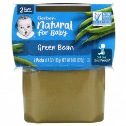 Gerber, Natural For Baby, Green Bean, Sitter, 2 Pack, 4 oz (113 g) Each