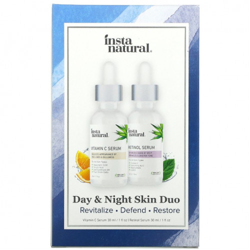 InstaNatural, Day & Night Skin Duo, для дневного и ночного ухода за кожей, 2 флакона по 30 мл (1 унции)