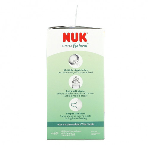 NUK, Simply Natural, детские бутылочки, медленный поток, для младенцев с рождения, 2 шт., 150 мл (5 унций)