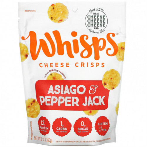 Whisps, Сырные чипсы Asiago & Pepper Jack, 60 г (2,12 унции)