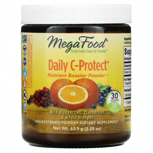 MegaFood, Daily C-Protect, Nutrient Booster, порошок, без сахара, 63,9 г (2,25 унции)