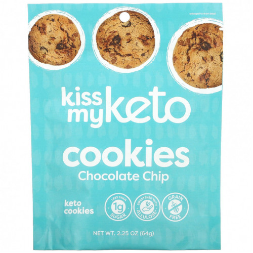 Kiss My Keto, Keto Cookies, шоколадная крошка, 64 г (2,25 унции)