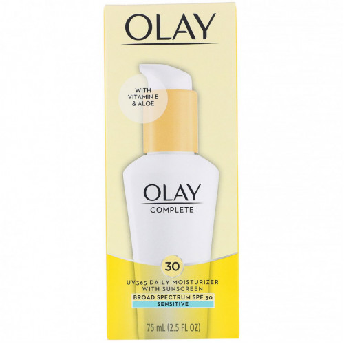 Olay, Complete, UV365, дневное увлажняющее средство, SPF 30, для чувствительной кожи, 75 мл (2,5 жидк. унции)