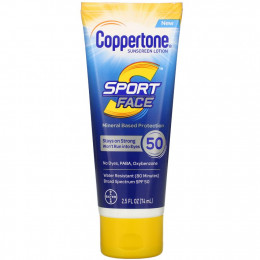 Coppertone, Sport Face, солнцезащитный лосьон, SPF 50, 74 мл (2,5 жидк. Унции)