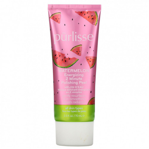 Purlisse, Watermelon, Energizing 2 Minute Polishing Peel, 2.5 fl oz (70 ml)