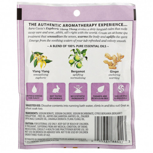 Aura Cacia, Ароматерапевтическая минеральная ванна, Euphoric Ylang Ylang, 70.9 г