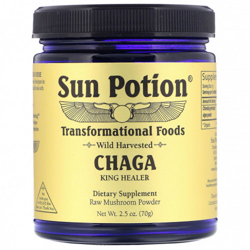 Sun Potion, чага, порошок из сырых дикорастущих грибов, 70 г(2,5 унции)