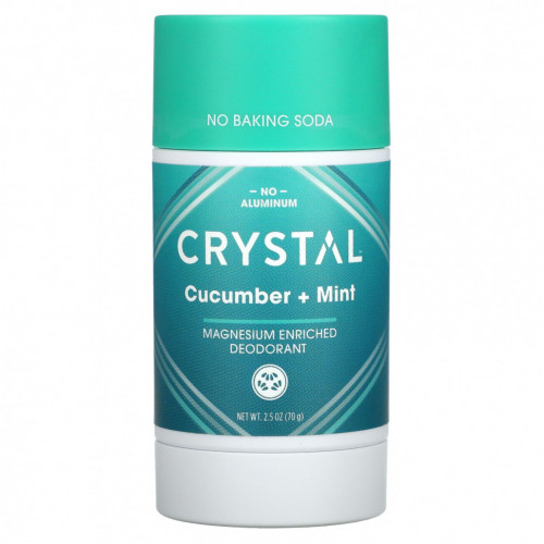 Crystal Body Deodorant, Обогащенный магнием дезодорант, огурец и мята, 70 г (2,5 унции)