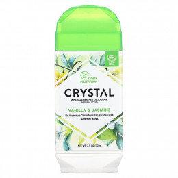 Crystal Body Deodorant, обогащенный минералами дезодорант, невидимый, твердый, ваниль и жасмин, 70 г (2,5 унции)