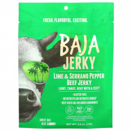 Baja Jerky, вяленая говядина, лайм и перец серрано, 71 г (2,5 унции)