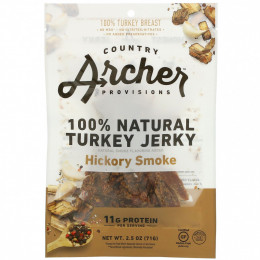 Country Archer Jerky, 100% натуральное вяленое мясо индейки, дым из гикори, 71 г (2,5 унции)