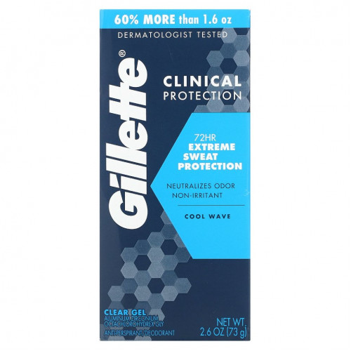 Gillette, Clinical Protection, антиперспирант / дезодорант, Cool Wave, 73 г (2,6 унции)