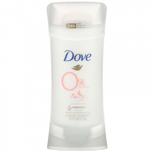 Dove, 0% алюминиевый дезодорант, с ароматом лепестков роз, 74 г (2,6 унции)