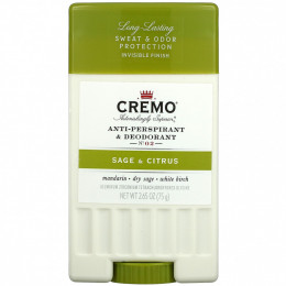 Cremo, Anti-Perspirant & Deodorant, No. 2, Sage & Citrus, 2.65 oz (75 g)