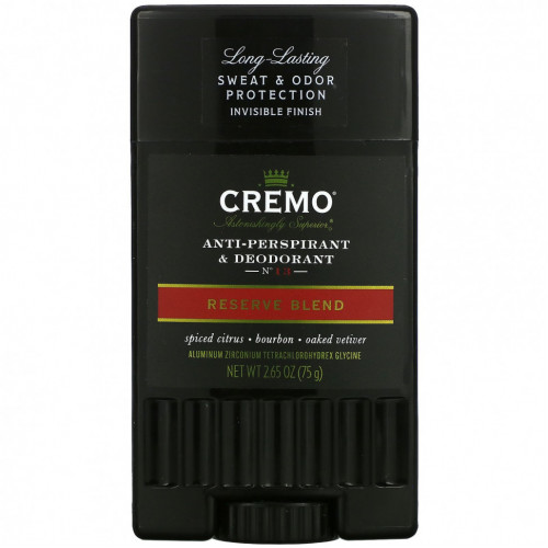 Cremo, Антиперспирант и дезодорант, № 13, резервная смесь, 2,65 унции (75 г)