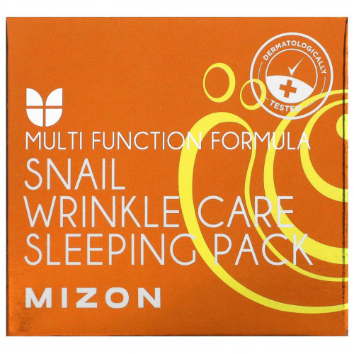 Mizon, Snail Wrinkle Care Sleeping Pack, ночная маска с муцином улитки против морщин, 80 мл (2,70 жидк. унции)