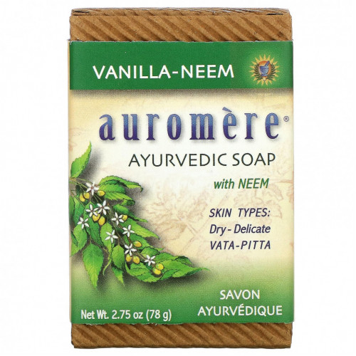 Auromere, Ayurvedic Soap, with Neem, Vanilla-Neem, 2.75 oz (78 g)