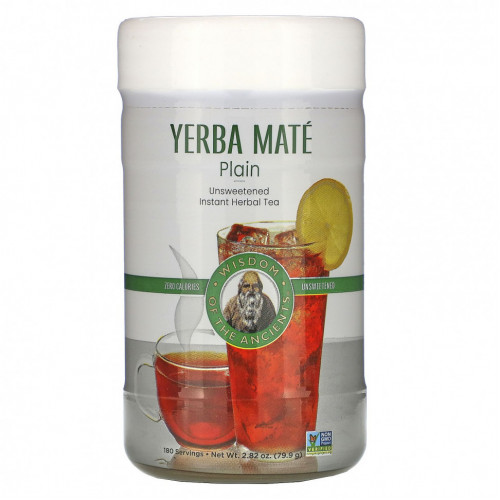 Wisdom Natural, Yerba Mate Plain, Unsweetened, Instant Herbal Tea, 2.82 oz (79.9 g)