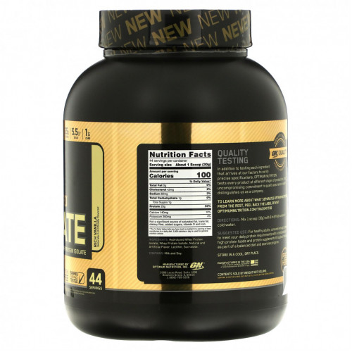 Optimum Nutrition, Gold Standard, 100% изолят, со вкусом ванили, 1,32 кг (2,91 фунта)