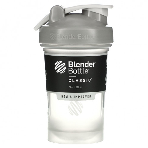 Blender Bottle, Classic With Loop, классический шейкер с петелькой, серый, 600 мл (20 унций)