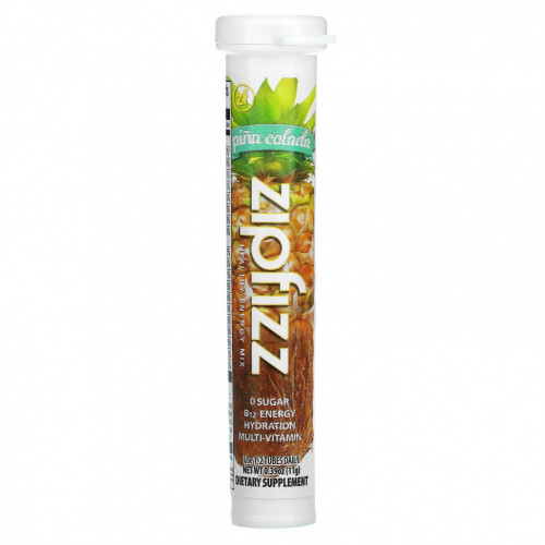 Zipfizz, Healthy Energy с витамином B12, пина колада, 20 тюбиков по 11 г