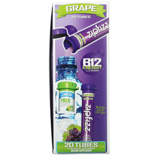 Zipfizz, Healthy Energy Mix, Grape Pack, 20 Tubes, 11 g Each