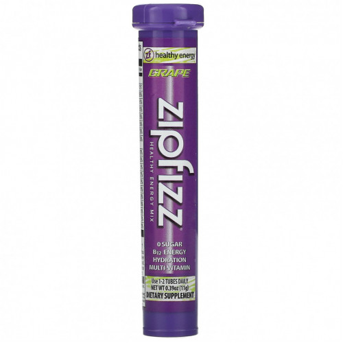 Zipfizz, Healthy Energy Mix, Grape Pack, 20 Tubes, 11 g Each