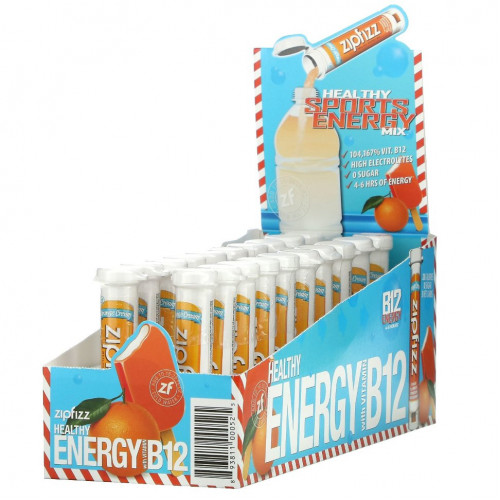 Zipfizz, Healthy Energy With Vitamin B12, Orange Cream, 20 Tubes, 11 g Each